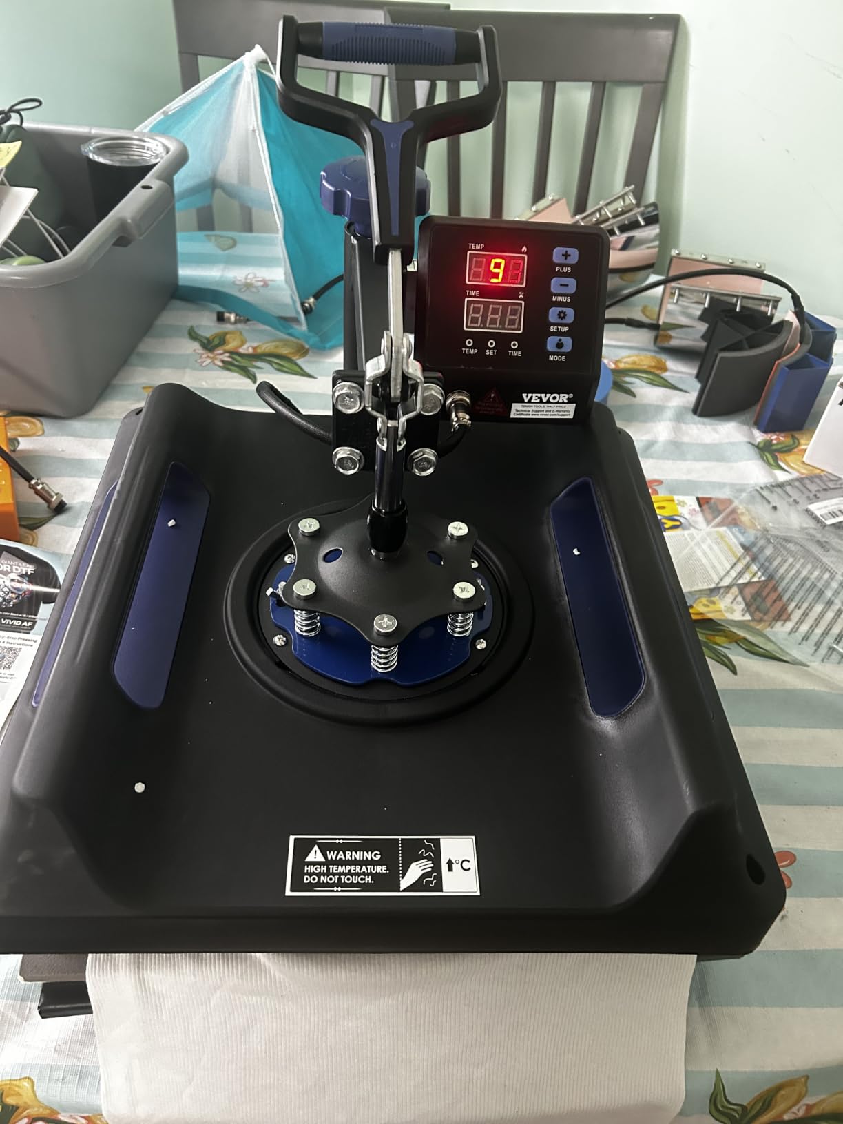 VEVOR 8 in 1 Heat Press Machine 15x15 Inch, 360° Swing Away Shirt Press Machine - Digital Professional Heat Transfer Tshirt Press Machine, Sublimation Heat Press for T Shirts Hat Cap Mug Plate Blue customer photo 1