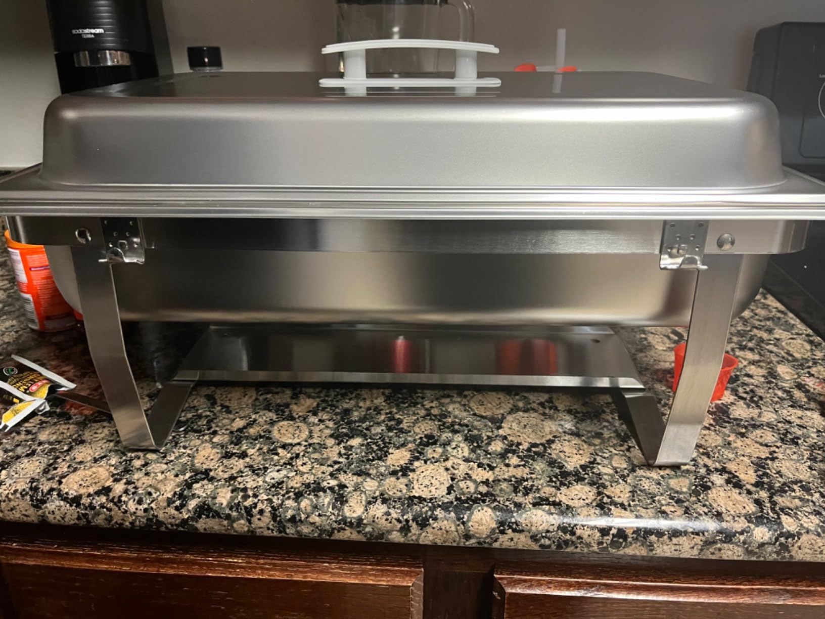 Alpha Living 4 Pack Chafing Dish Full Set - Stainless Steel Catering Chafer with Lids, Pans & Fuel Holders - Buffet Food Warmers for Parties, Events & Weddings - Alpine Gray Handles customer photo 1