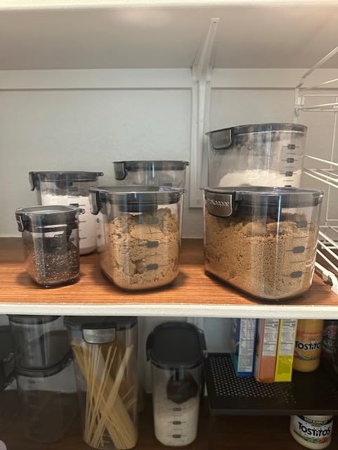 ProKeeper+ Airtight Food Storage Container Set - Clear Plastic Flour and Sugar Canister Set with Magnetic Accessories for Kitchen Organization (Grey, 9-Piece) customer photo 1