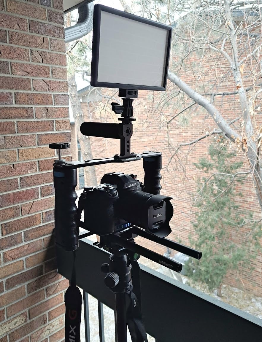 NEEWER Aluminum Alloy Camera Cage, Filmmaking Rig with Top Handle | Dual Grips & Arca Type Base, Compatible with Sony A7S III A7IV A6600 Canon EOS R5C R5 R6 DSLR/Mirrorless Cameras, VS107 Blue customer photo 1