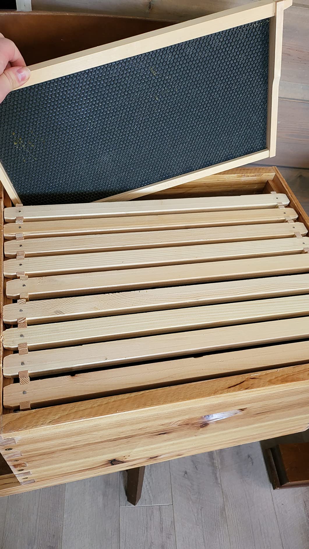 Honey Lake 8 Frame Beehive Starter Kit - Beeswax Coated Deep Beehive Box with Frames, Complete Beekeeping Kit for Beginners with Bee Smoker, Hive Tools, Brush, Gloves & Veil Hat customer photo 2