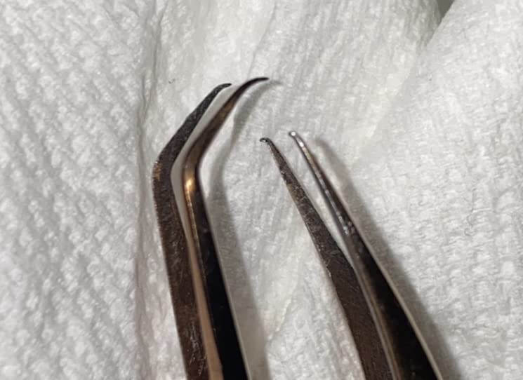Fiber Tip Lash Tweezers Set of 4, Diamond Grip, Japanese Steel, Anti-Rust | Black, precise fiber tips ideal for classic, volume & mega volume lashes. Perfect for professional lash artists. customer photo 1