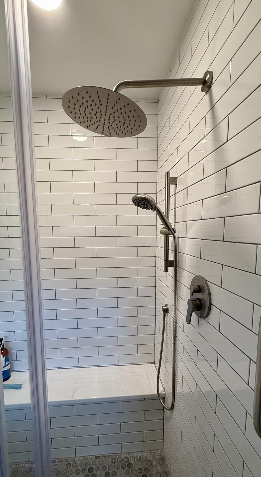 SR SUN RISE 12 Inch Rain Shower System, High Pressure Shower Heads and Handheld 6-Spray Combo Set Slide Bar Shower Faucets Sets Complete Included Valve and Trim Kit for Bathroom, Brushed Nickel customer photo 2
