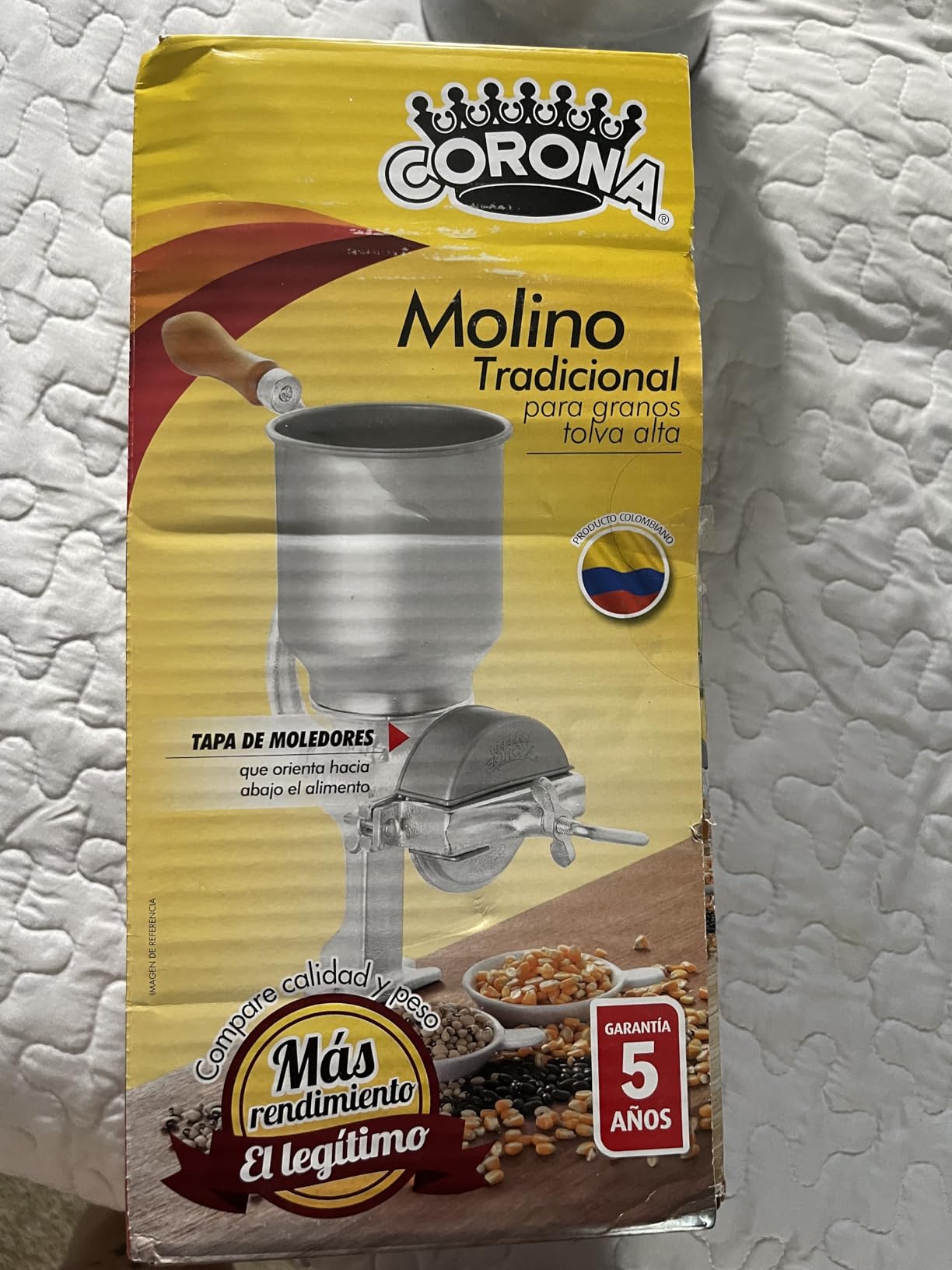 Corona Corn Grinder with High Hopper, Grain Mill, Manual Grinder For Corn, Rice, Soybeans, Pepper, Chickpeas, Cast Iron Wheat Grinder For Domestic Use customer photo 2