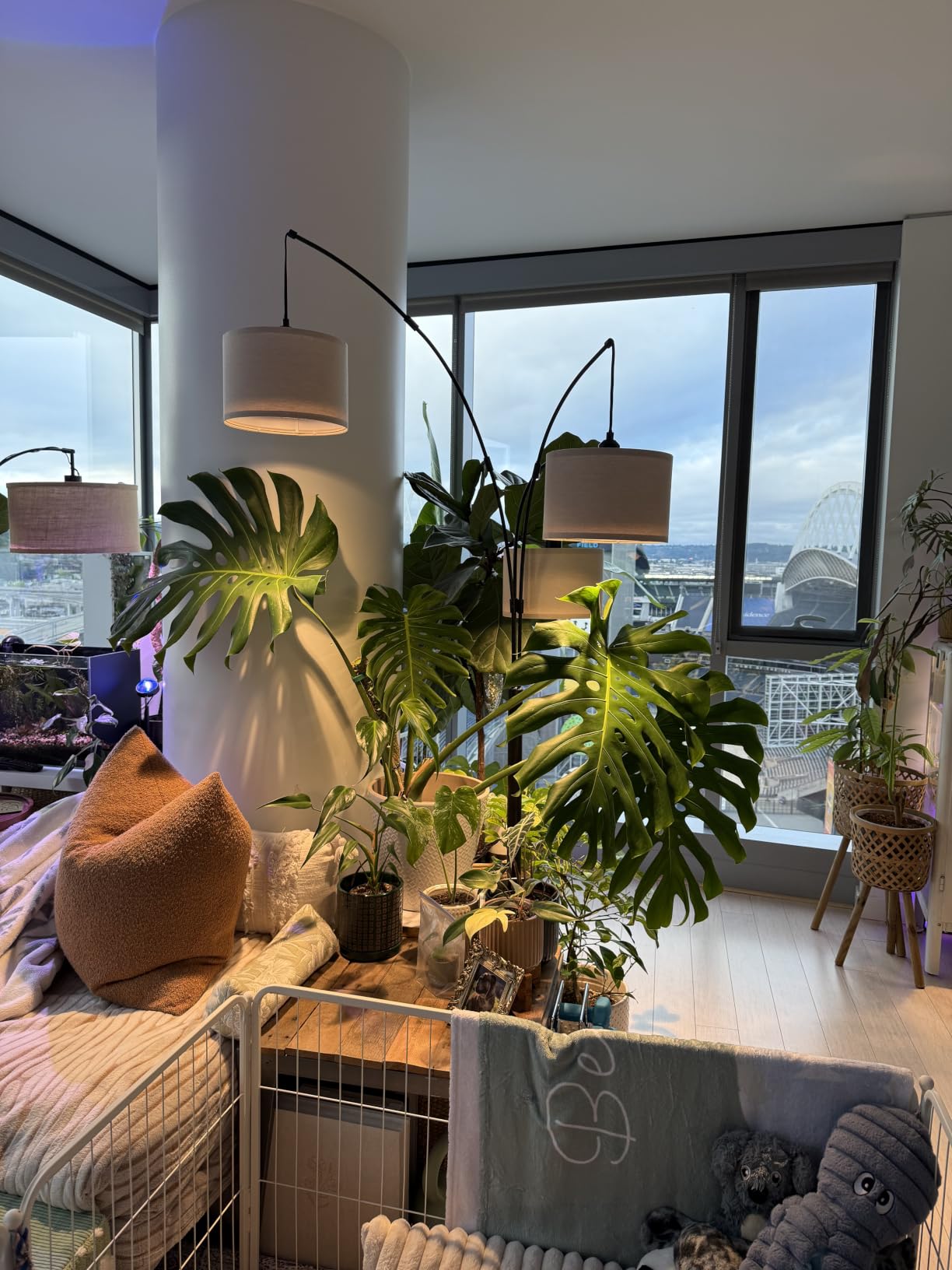 Dimmable 3 Lights Floor Lamp - 3000LM Super Bright Arc Floor Lamps for Living Room, Modern Tall Standing Lamp With Beige Shades, Mid Century Tree Floor Lamp for Bedroom Office, 3 LED Bulbs Included customer photo 2
