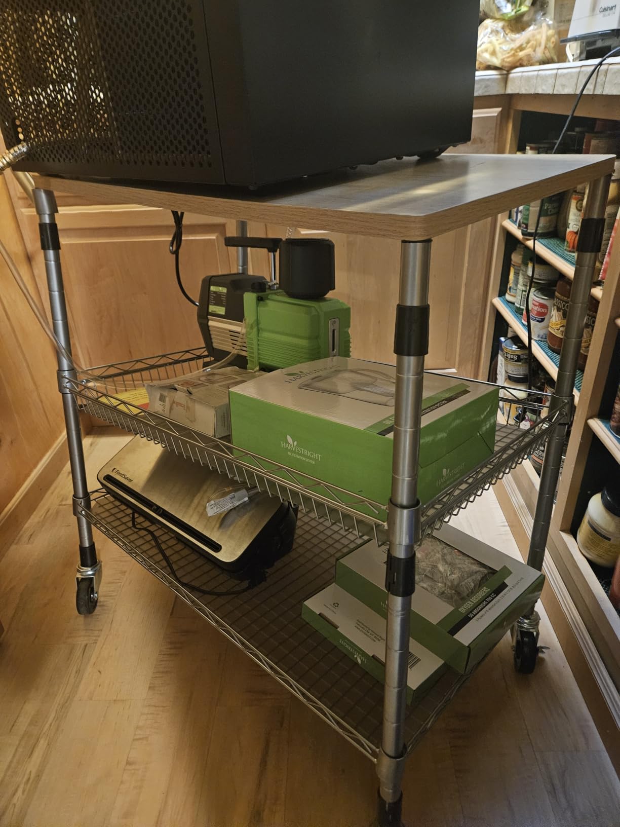 990Lbs Capacity Heavy Duty Rolling Utility Cart, NSF Rolling Carts with Wheels, Commercial Grade Metal Cart with Handle Bar & Shelf Liner, Trolley Serving Cart for Restaurant, Kitchen, Gray customer photo 1