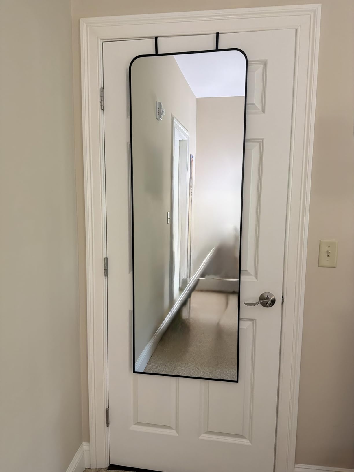 SCWF-GZ 47x14 Mirror Rectangle Full Body Length Door Hanging Wall Mounted Metal Aluminum Alloy Frame Dressing Make-up Mirrors for Entryway Bedroom Bathroom Living Room, Black customer photo 1