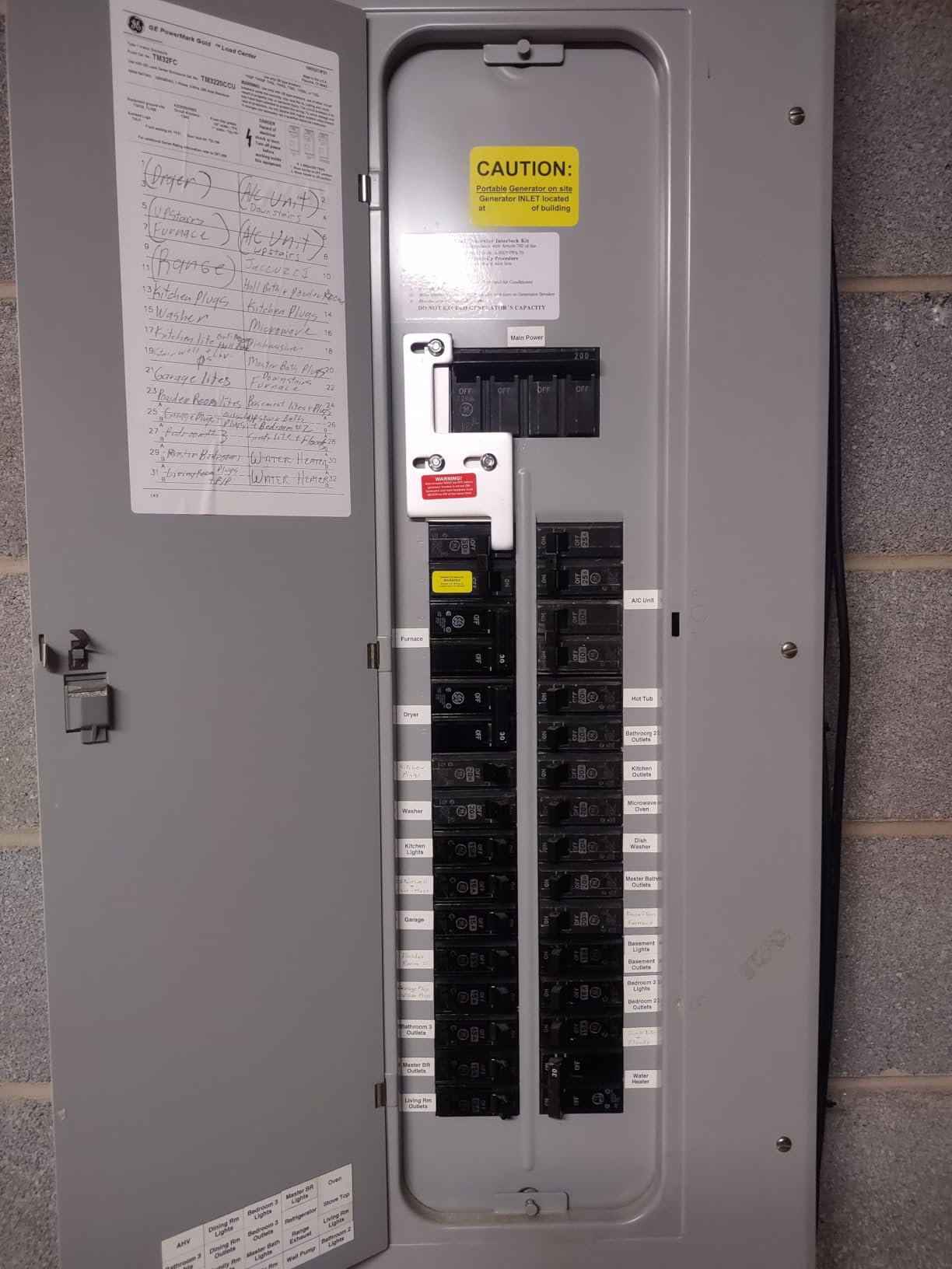 Generator Interlock Kit Compatible with GE General Electeric Vertical Main150 or 200 Amp Panels. 2 1/4