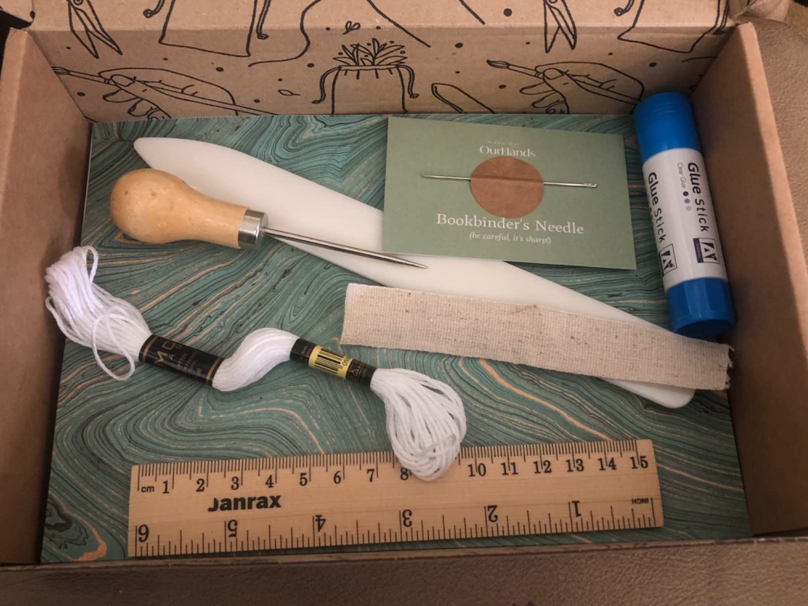 OurHands Bookbinding Kit DIY Kit to Create Custom Soft-Cover Notebooks - Includes Materials for 3 Notebook Styles, Bookbinding Tools, and Step-by-Step Instructions customer photo 2