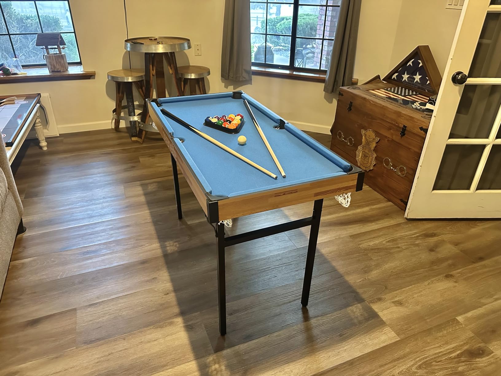 SereneLife 4 in 1 Multi Game Table, 4'x2' Folding Portable Sports Arcade Games with Accessories, Ping Pong, Air Hockey, Pool Billiards, and Shuffleboard, for Indoor, Outdoor, All Ages customer photo 1