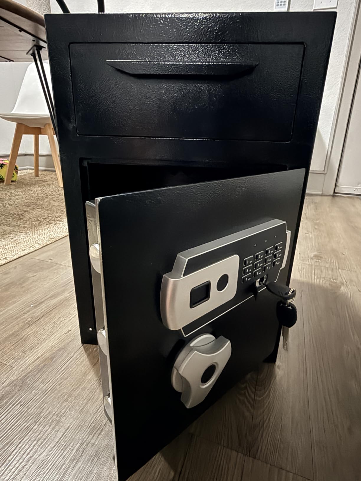 2.8 Cub Depository Drop Safe & Fireproof bag, Front Drop Slot Lock Box with Digital Combination Anti-Fishing, Silent Deposit Safe Box, Security Money Safe for Cash Slips Expense Business Office Home customer photo 1