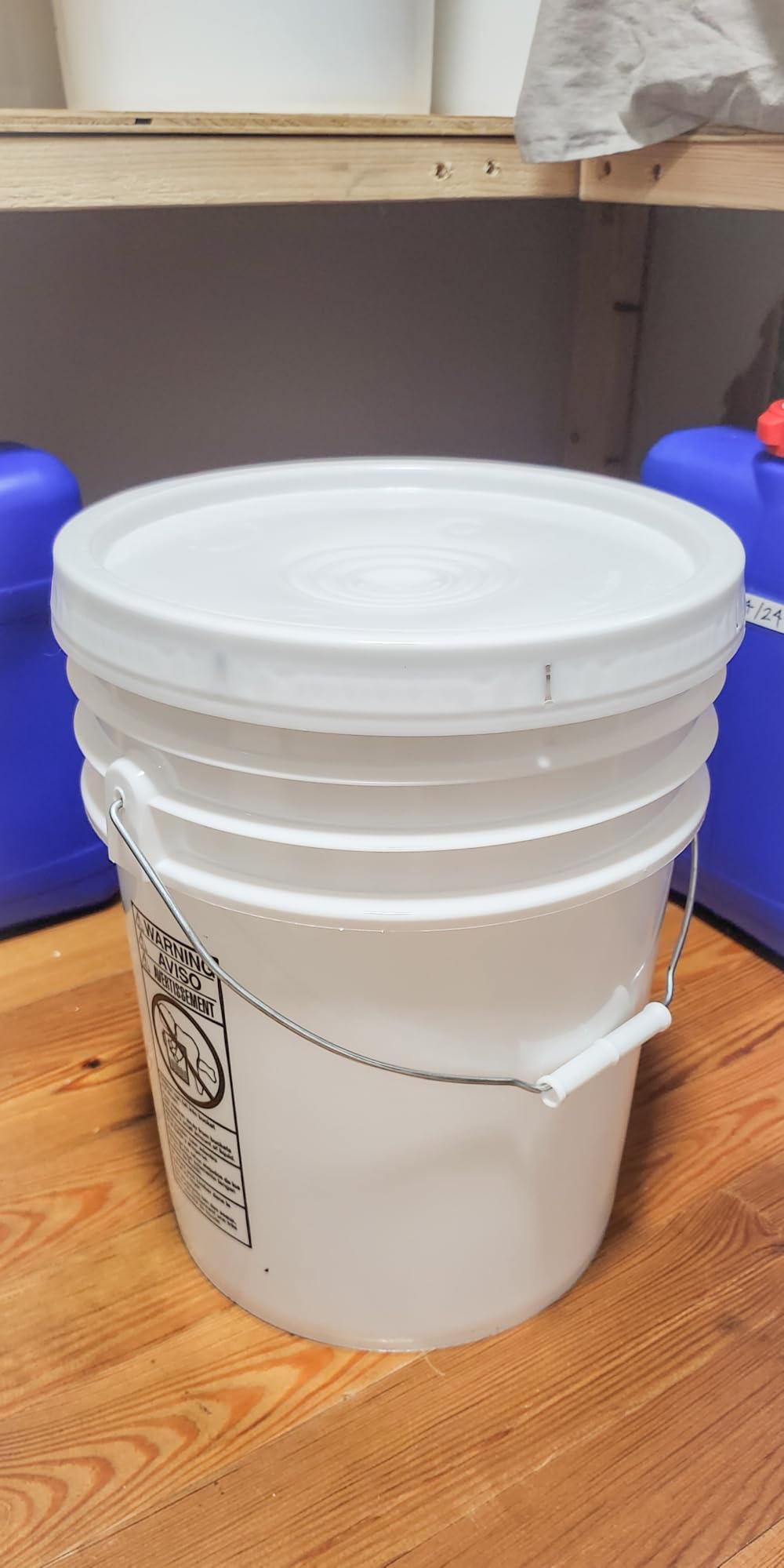 5 Gallon Bucket - Food Grade w/Lid BPA-Free, 1 Pack - White | Airtight Gasketed Tear Strip Lid customer photo 1