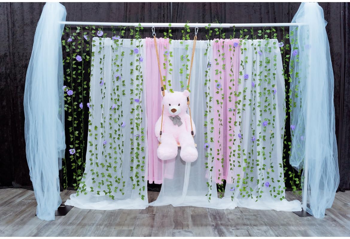 Hecis Pipe and Drape Backdrop Stand, 8ft x 10ft Backdrop Stand, Adjustable Metal Heavy Duty Wedding Background for Parties Birthday Party Baby Shower Wedding Decorations customer photo 2