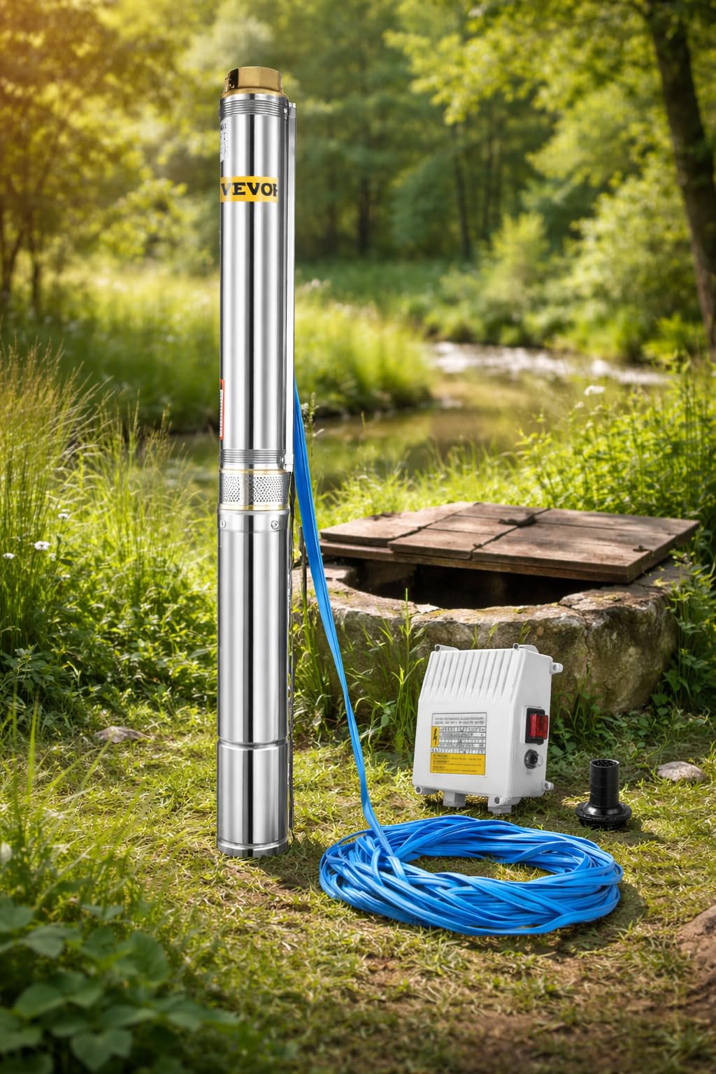 VEVOR Deep Well Submersible Pump 1.5 HP 115V/60Hz 37 GPM Flow 276 ft Head | for Industrial Irrigation & Home Use, 4