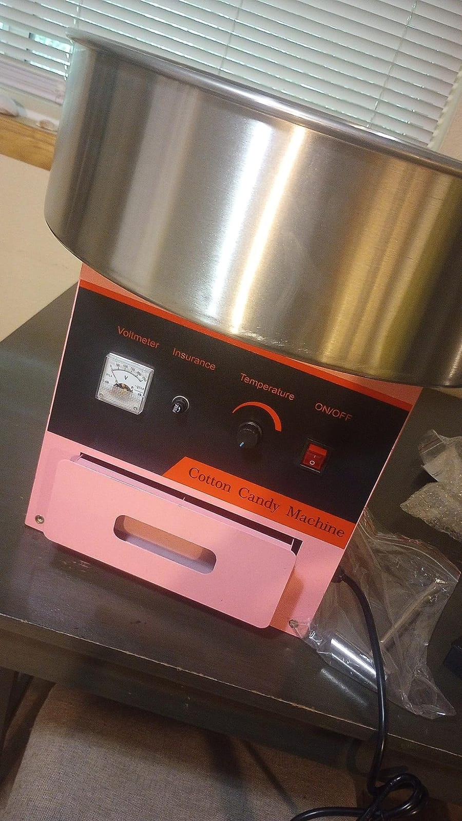 ROVSUN 21 Inch Cotton Candy Machine Cart, Commercial Cotton Candy Maker Machine Candy Floss Machine w/Stainless Steel Bowl, Sugar Scoop and Large Storage Drawer customer photo 2
