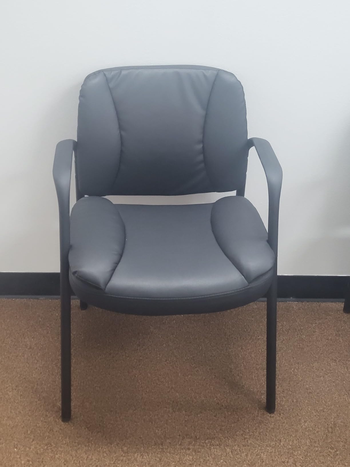 Furniwell Waiting Room Chairs Set of 2, PU Leather Reception Guest Chairs with Padded Arms, Stationary Office Side Chairs customer photo 2