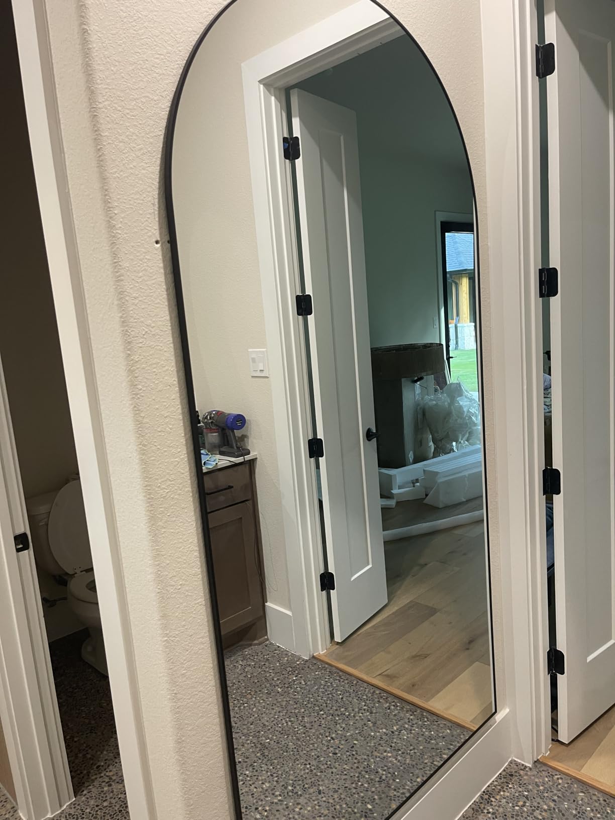 ITSRG Floor Mirror, Full Length Mirror with Stand, Arched Wall Mirror, Gold Floor Mirror Freestanding, Wall Mounted Mirror for Bedroom Living Room, Gold customer photo 1