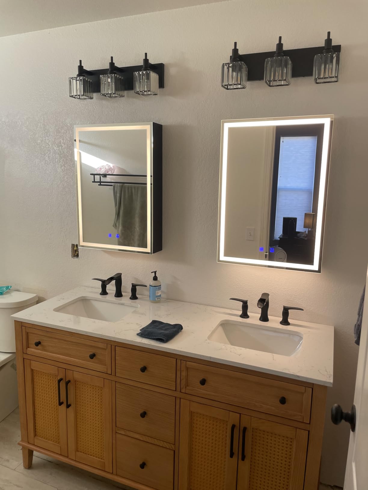 20x28 Inch Left Hinge Aluminum LED Bathroom Medicine Cabinet with Mirror | Light Adjustment, Anti-Fog, Sockets&USBs, High Capacity, Easy to Install customer photo 1