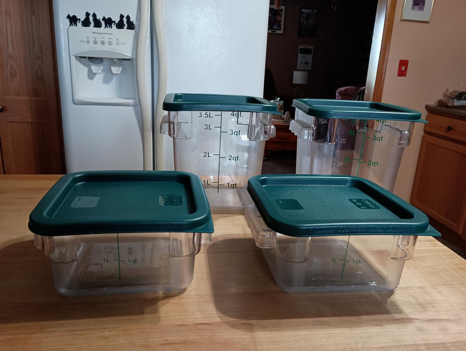 4 Pack Food Storage Container with Green Lid - NSF Listed Commercial Grade 2.0 Qt Square Clear Polycarbonate customer photo 1