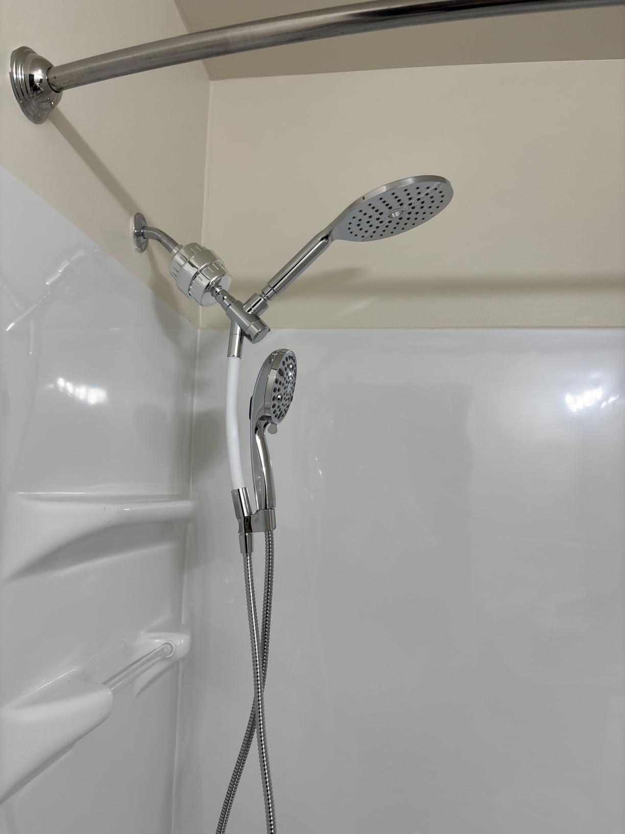 MakeFit Dual Handheld Shower Head Combo, 2-in-1 Rain Shower Heads System 8 Inch Rainfall Shower Head and 10 Modes High Pressure Hand Held Showerhead with Built-in Power Wash customer photo 1