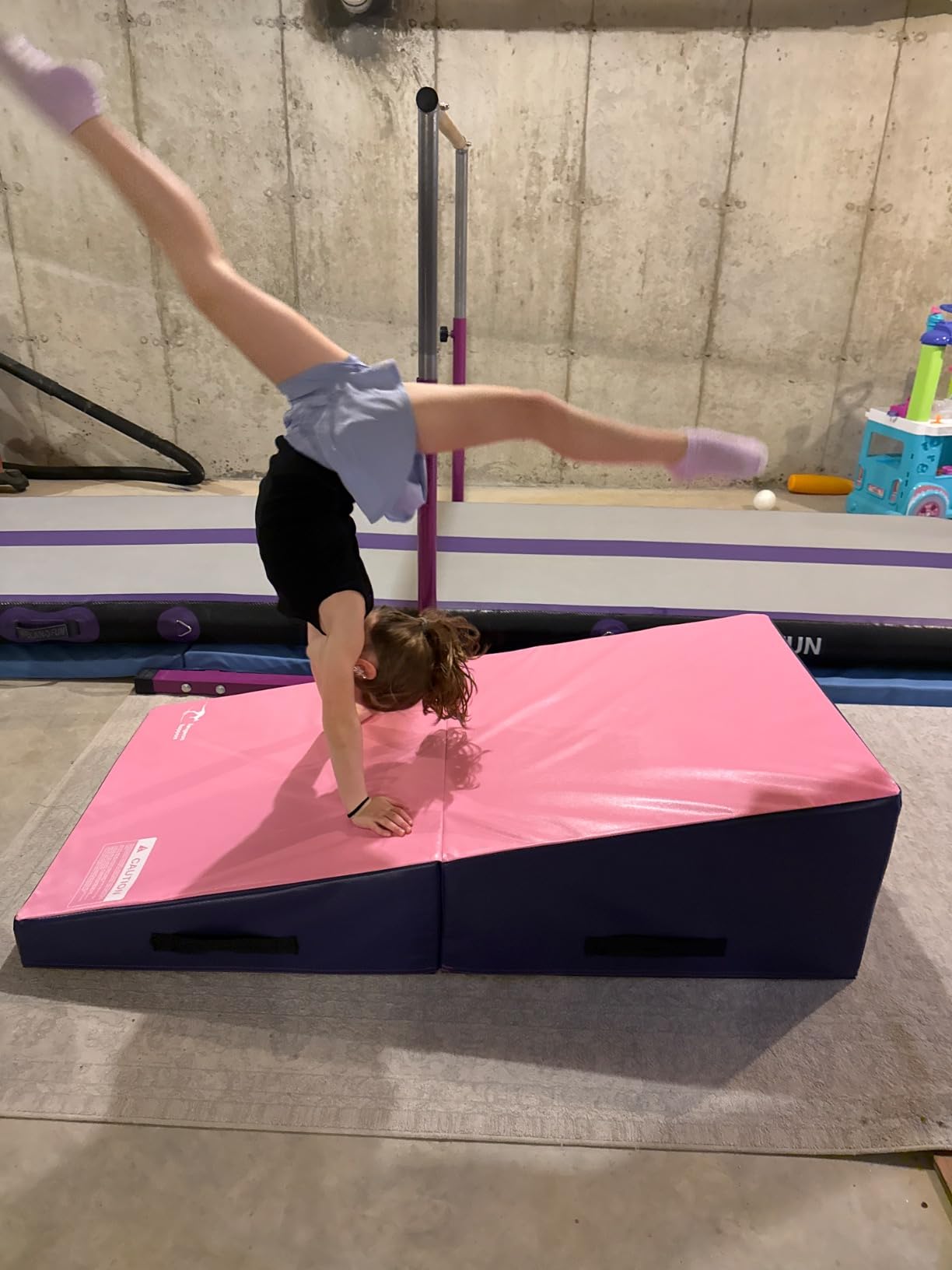 Kangaroo Hoppers Gymnastics Cheese Wedge Mat for Kids Ages 1-12 | 3 Sizes Folding Incline Mat with High-Density EPE Foam and Removable PVC Leather Cover, Home Gym Training Equipment customer photo 1