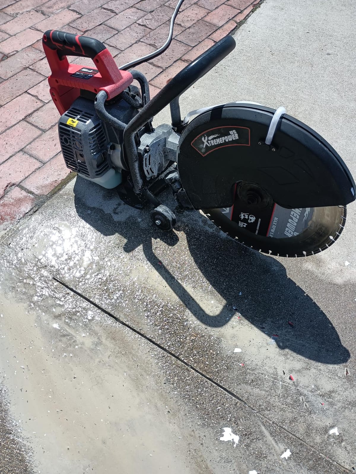 XtremepowerUS 16-Inch Gas Powered Concrete Cut-Off Saw, 52cc 2-Stroke Engine, 5-Inch Max Cut Depth, Guide Roller, Heavy-Duty Masonry Saw for Concrete, Asphalt, Brick, Stone & Metal customer photo 1