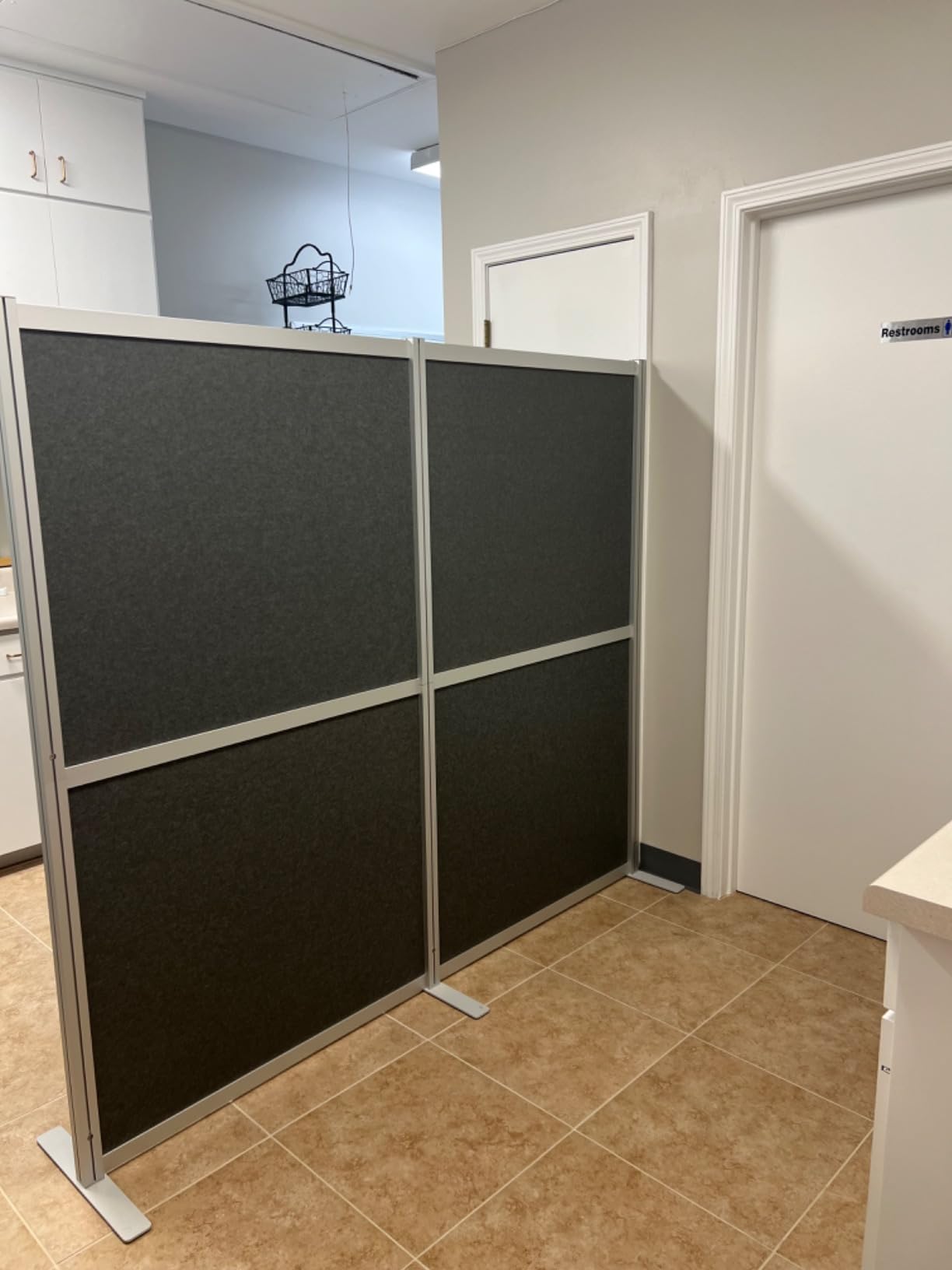 VIVO Dark Gray 66 inch High Corner Privacy Panel, PP-MWS63D-L | L-Shape Modular Wall System, 3 PET Panels, Modern Professional Office Cubicle Dividers, Privacy-Screen, Silver Frame customer photo 1