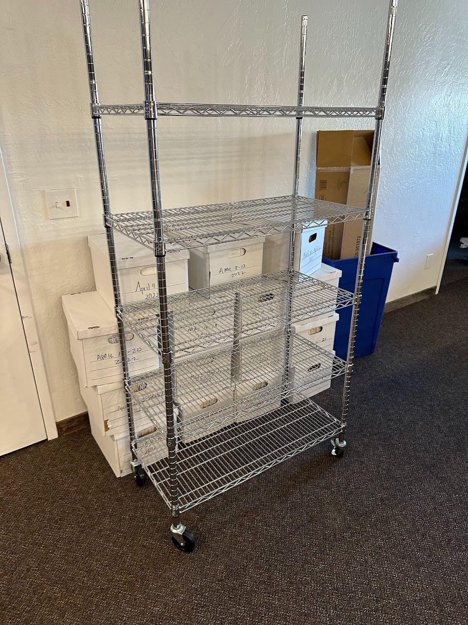 4000 LBS Heavy Duty Wire Rack, 48 x 24 x 76, 5-Tier NSF Commercial Rolling Rack with 4