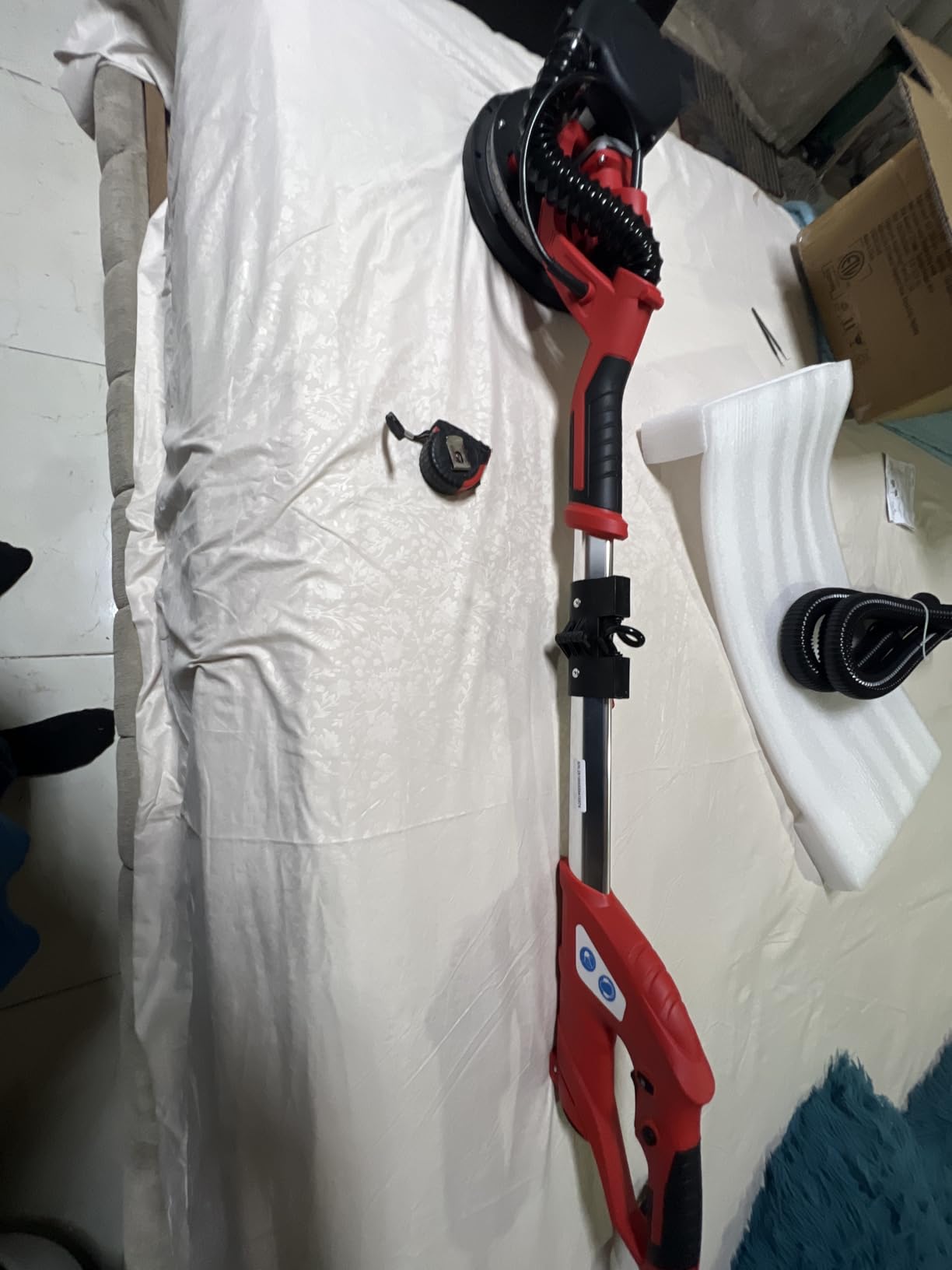 VEVOR Drywall Sander 850W, Electric Drywall Sander Variable Speed 800-1750 RPM, Foldable Sheetrock Sander with Telescope Handle, LED Strip Light and Vacuum Bag customer photo 1