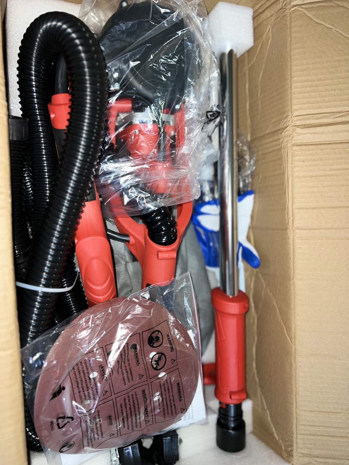 VEVOR Drywall Sander 850W, Electric Drywall Sander Variable Speed 800-1750 RPM, Foldable Sheetrock Sander with Telescope Handle, LED Strip Light and Vacuum Bag customer photo 2