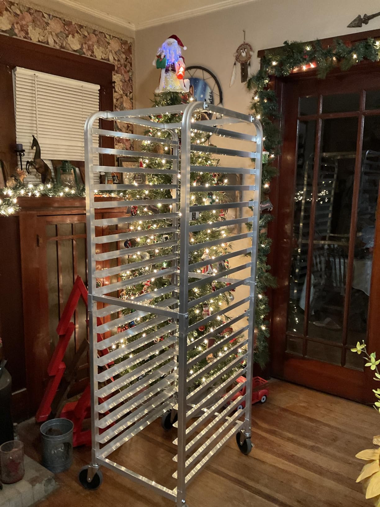 HALLY SINKS & TABLES H Bun Pan Rack 20 Tier with Wheels, Commercial Bakery Racking of Aluminum for Full & Half Sheet - Kitchen, Restaurant, Cafeteria, Pizzeria, Hotel and Home, 26