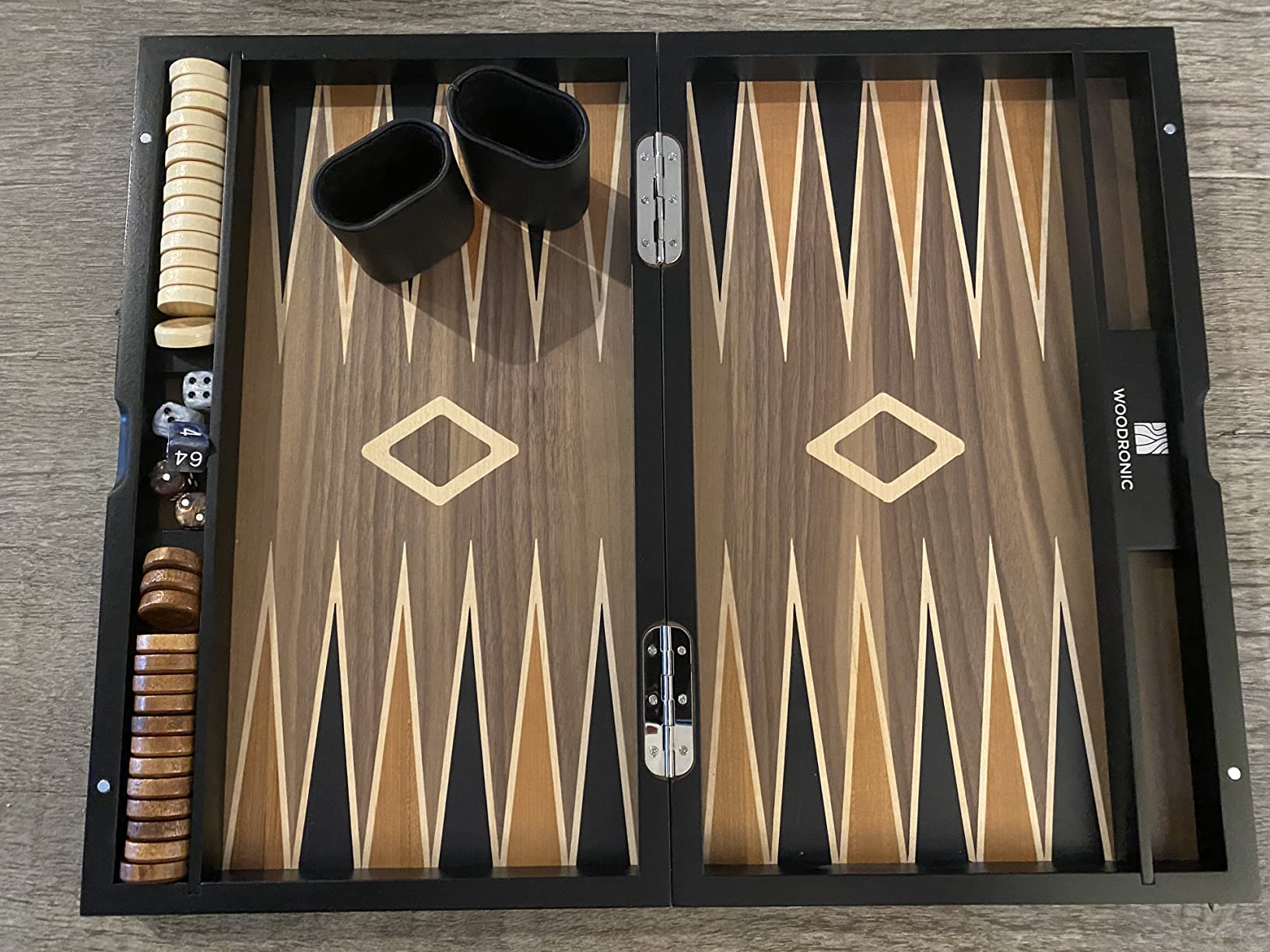 Wooden Backgammon Set for Adults - 19 Inch Classic Board Game Case - Premium Folding Backgammon Set with Wooded Playing Pieces, Dices - Large Wood Inlaid Travel Backgammon Game Set for 2 Players customer photo 1