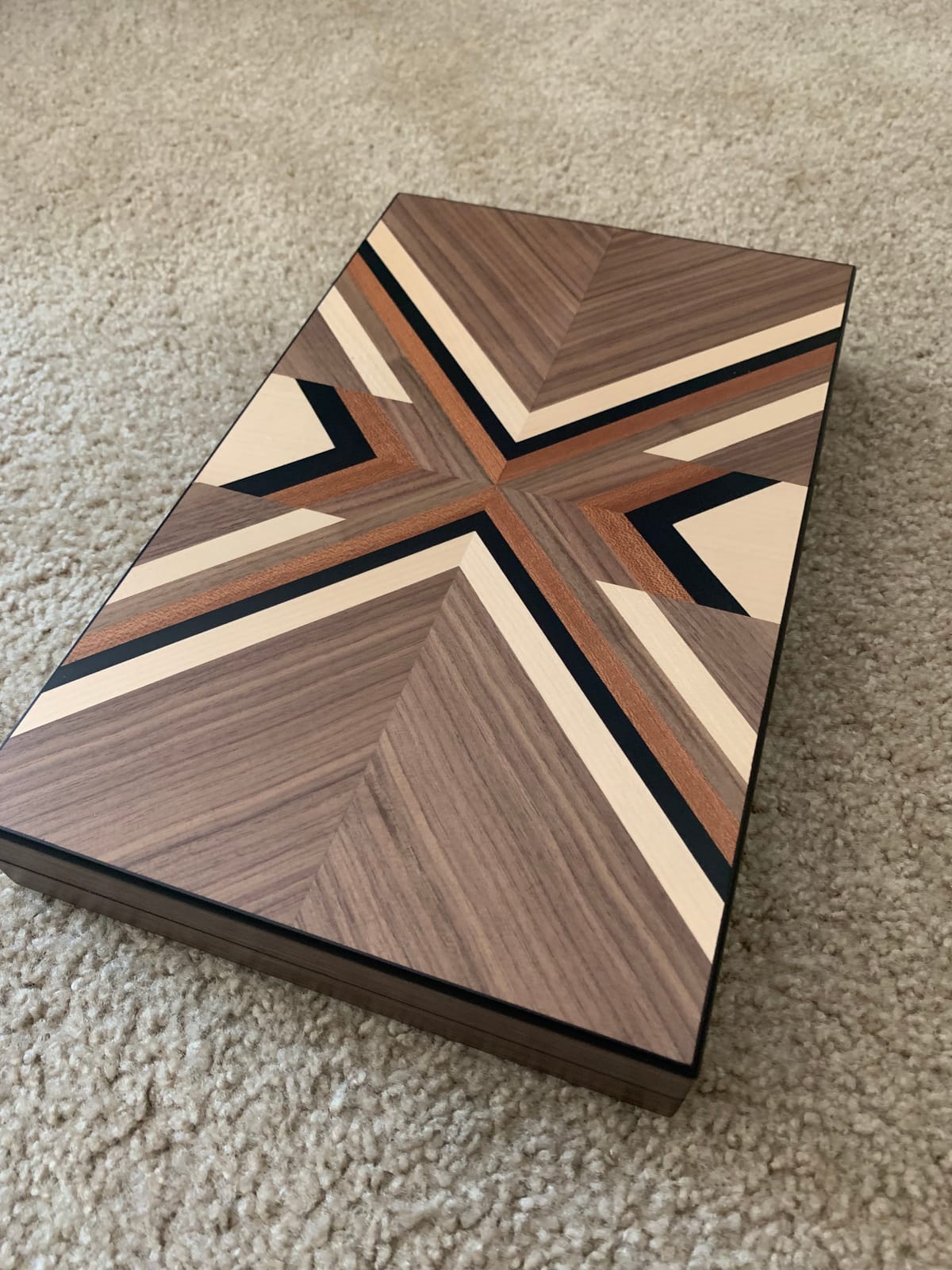 Wooden Backgammon Set for Adults - 19 Inch Classic Board Game Case - Premium Folding Backgammon Set with Wooded Playing Pieces, Dices - Large Wood Inlaid Travel Backgammon Game Set for 2 Players customer photo 2