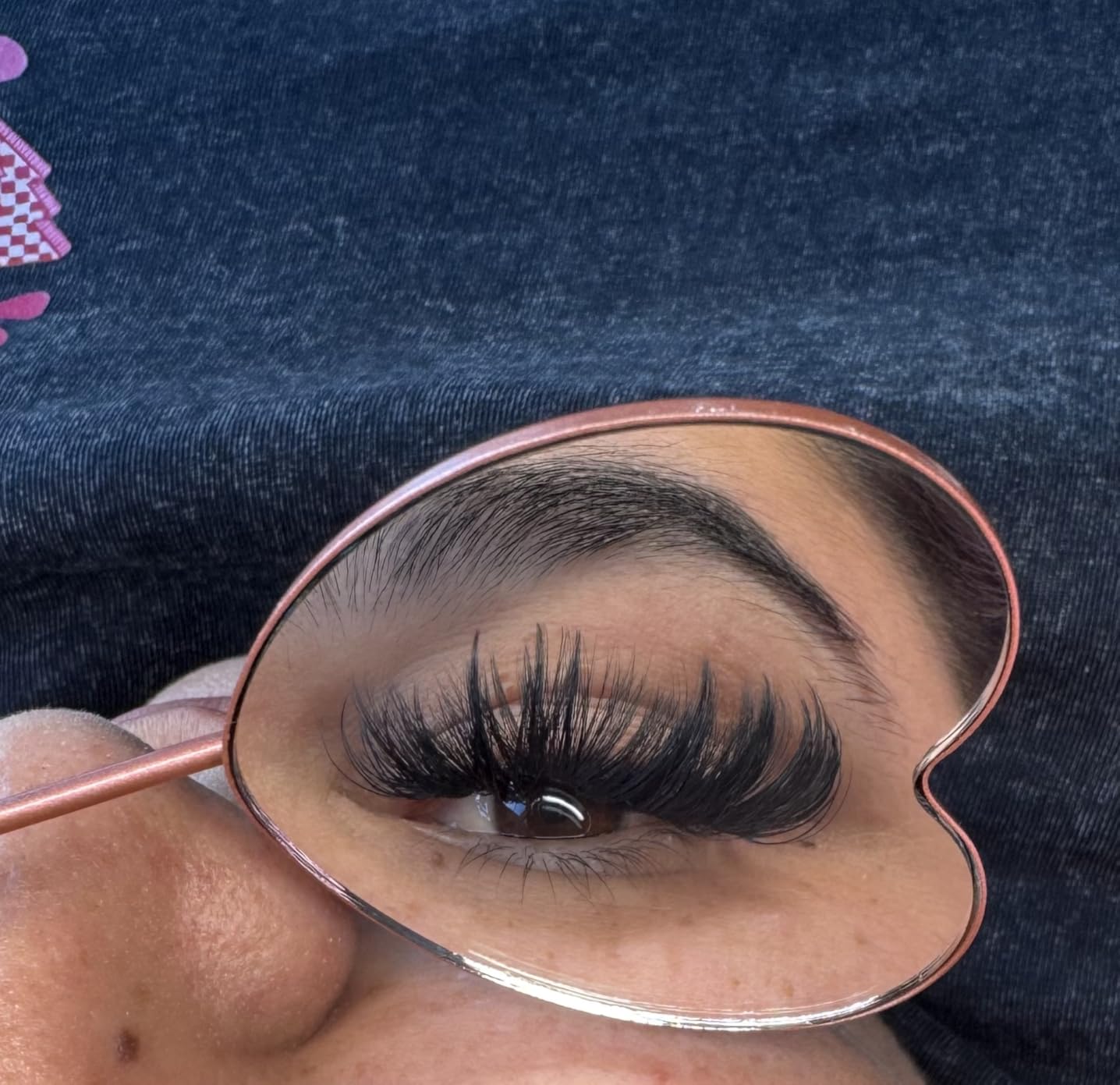 Lovely Lash Mirror - Heart Shaped Eyelash Mirror | 2.2inch Detachable Stainless Steel Lash Extension Supplies and Tools, Black customer photo 1