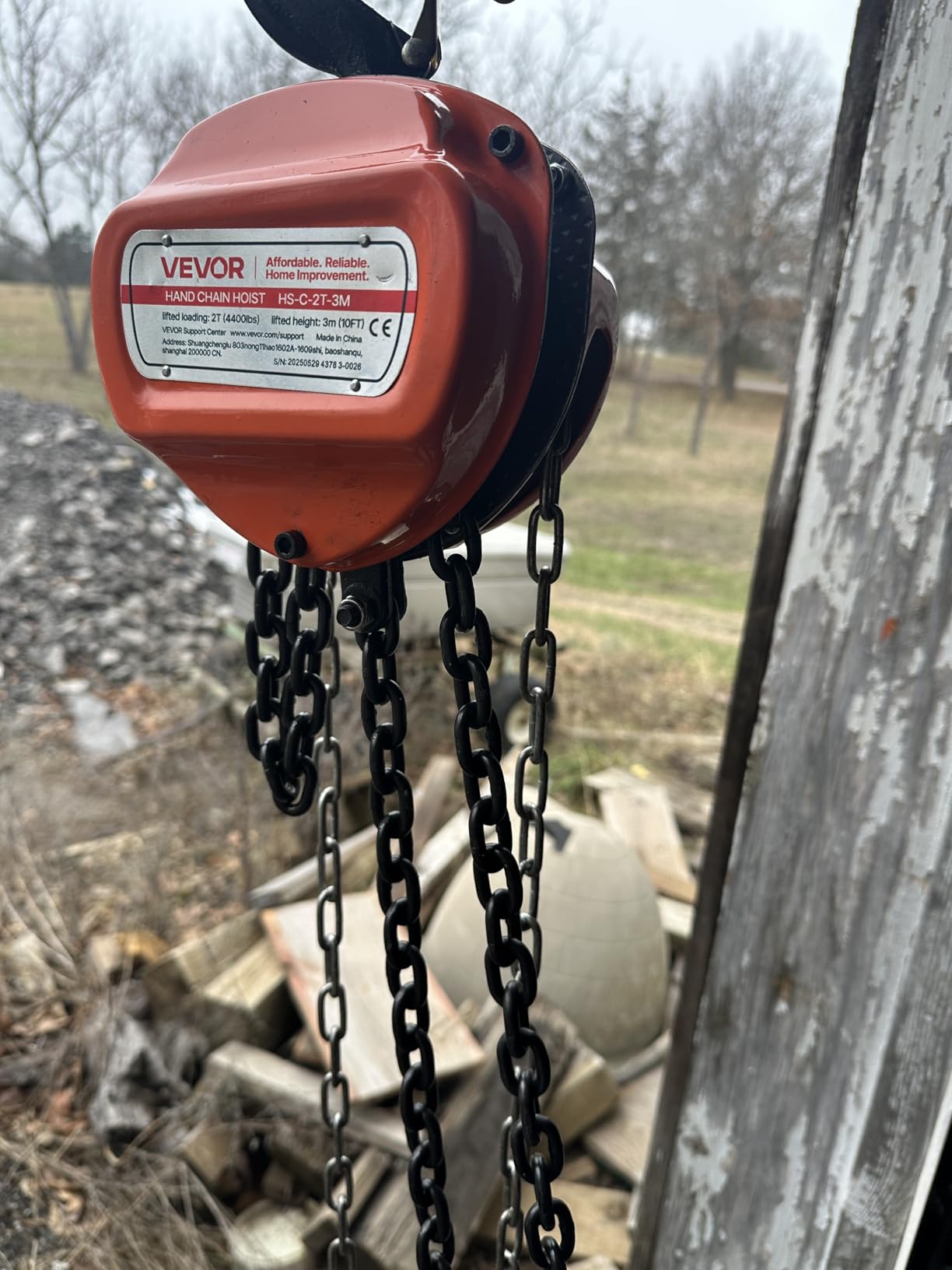 VEVOR Hand Chain Hoist, 2 Ton 4400 lbs Capacity 10 FT Come Along, G80 Galvanized Carbon Steel with Double-Pawl Brake, Auto Chain Leading & 360 Rotation Hook, for Garage Factory Dock customer photo 2