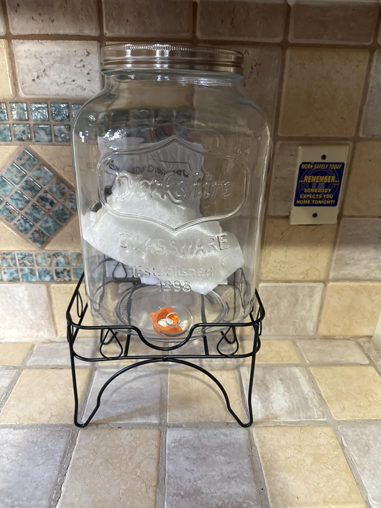 2 Gallon Glass Beverage Dispenser with Stand and Lid, 18/8 Stainless Steel Spigot - Glass Drink Dispensers for Parties - Mason Jar Drink Dispensers with Lids customer photo 2