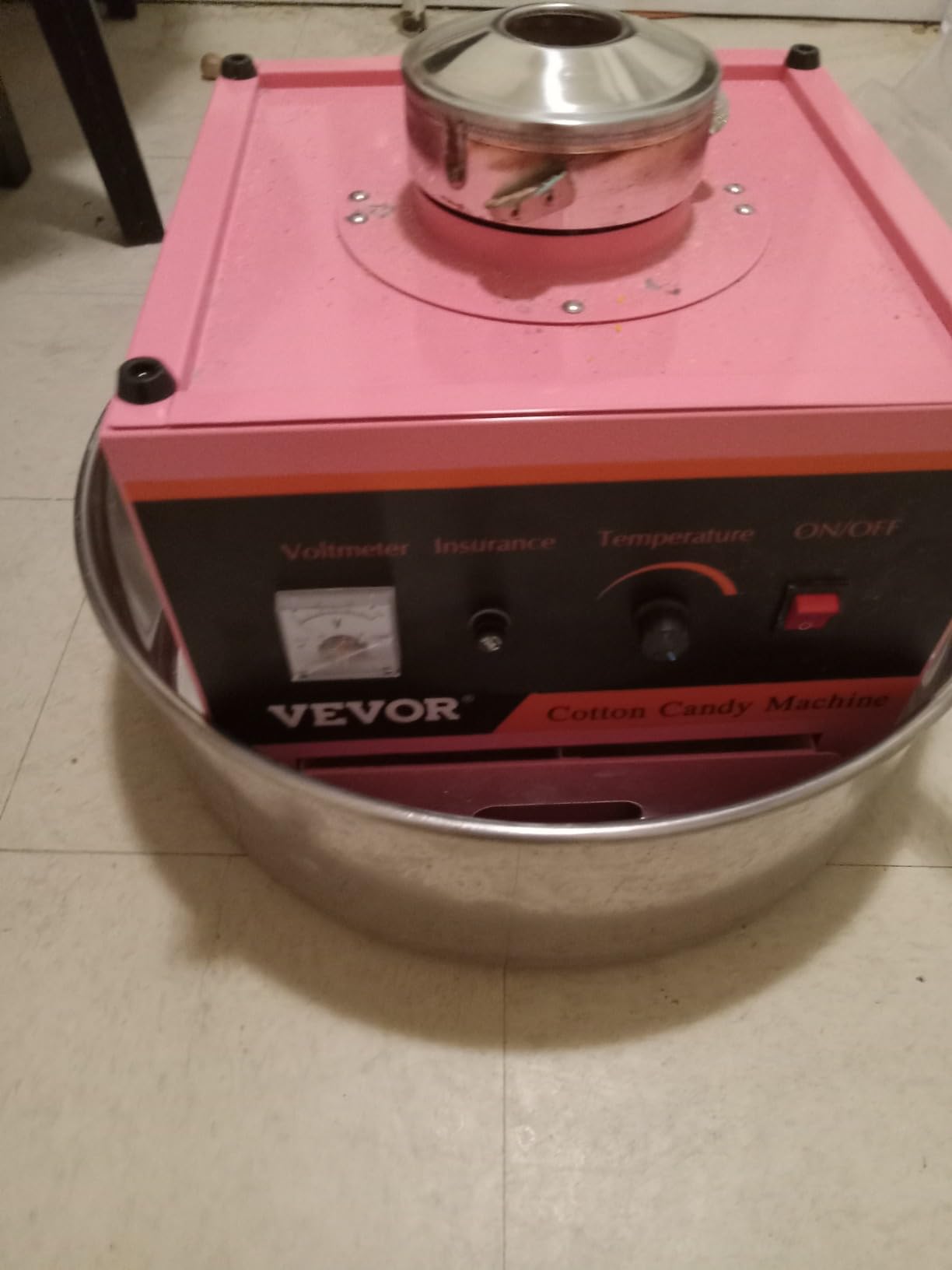 VEVOR Electric Cotton Candy Machine, 1000W Commercial Floss Maker w/Stainless Steel Bowl, Sugar Scoop and Drawer, Pink customer photo 2