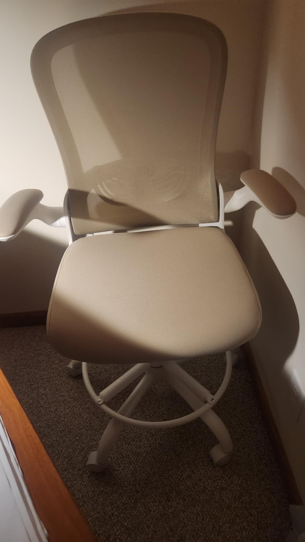 ErGear Drafting Chair, Standing Desk Chair with Flip-Up Armrests, High Desk Chair Adjustable Height, Ergonomic Tall Office Chair with Lumbar Support and Adjustable Footrest Ring customer photo 2