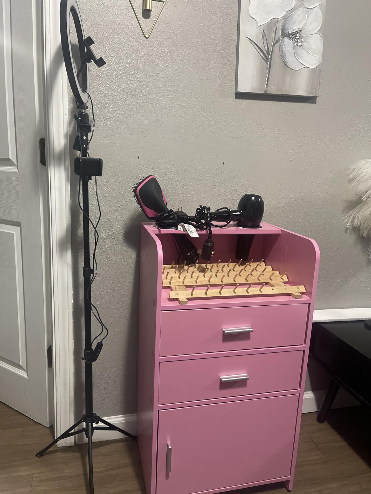 4ever2buy Salon Station for Hair Stylist, Black Beauty Barber Station, Salon Trolley Cart with Wheels, Mobile Organizer for Salon, Spa, Barbershop, Nail & Beauty Tools, Black customer photo 1
