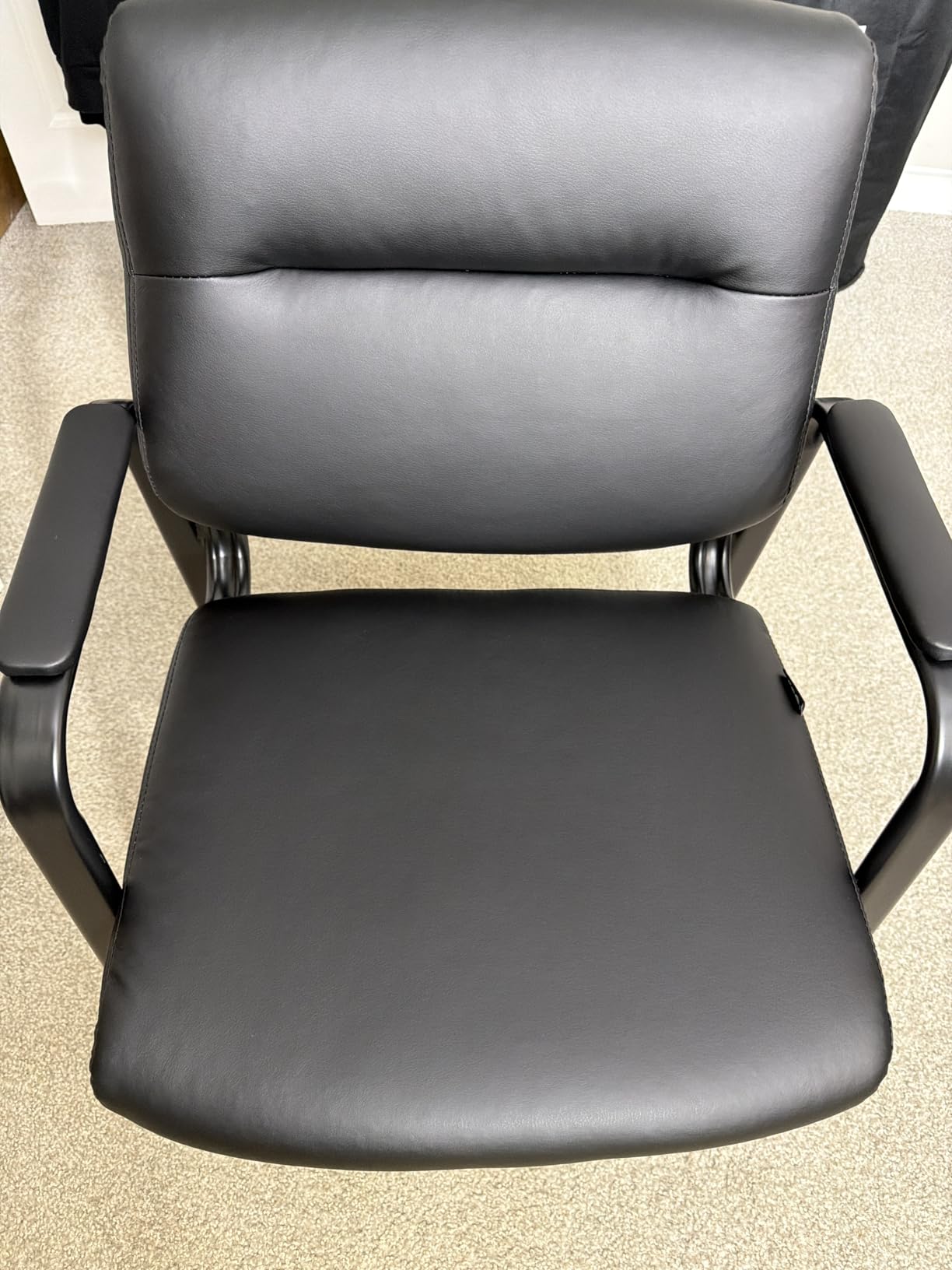 Oline Leather Guest Chair with Padded Arms, Reception Meeting Conference Waiting Room Lobby Home Desk Big and Tall Executive Office Chair, Black (2 Pack) customer photo 1