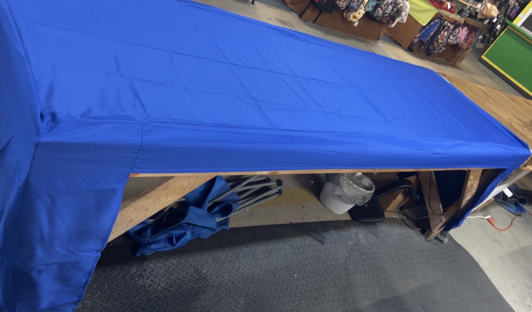 Nasitos 2 Pack Black Tablecloth for 8FT Trade Show Table Covers-Open Back Folding Tablecloths Washable Fabric and Wrinkle Resistant Table Covers for Craft Show, Display Table, Parties, Birthday customer photo 2