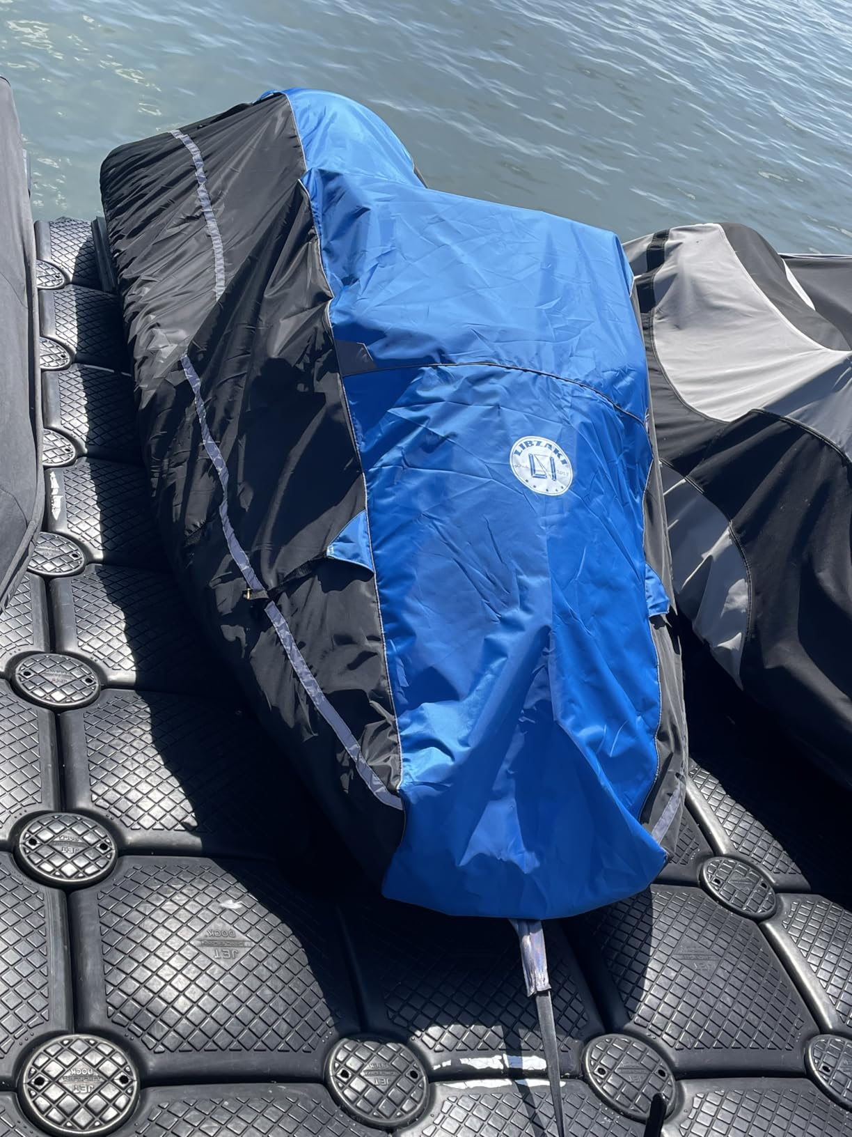 LIBZAKI Jet Ski Cover PWC Cover 2-3 Seats Heavy Duty Waterproof 600D UV Resistant Fits for Yamaha Sea-Doo Kawasaki up to 136~145