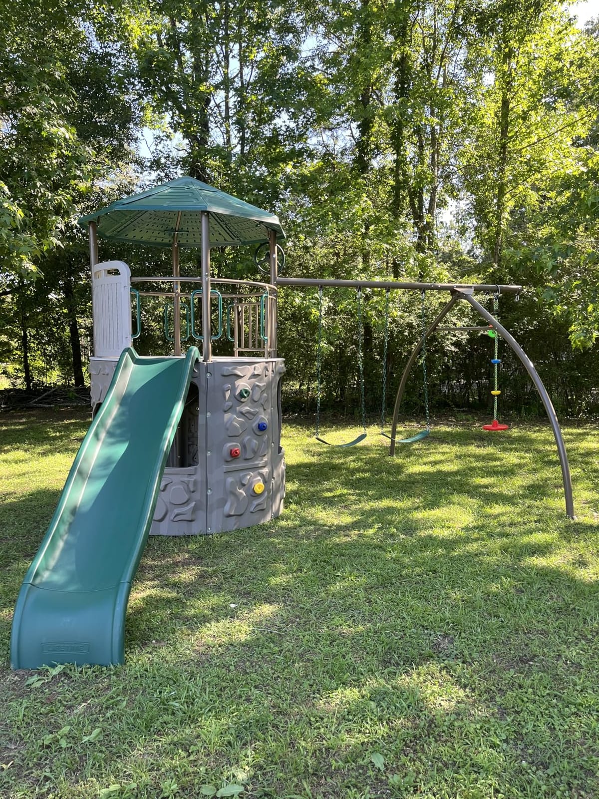 Lifetime Adventure Tower Swing Set Playset, Outdoor Clubhouse with Roof, 9‑ft Slide, Climbing Walls, Trapeze Bar & Swings, UV‑Protected HDPE & Steel, All‑Weather Kids Playset customer photo 2