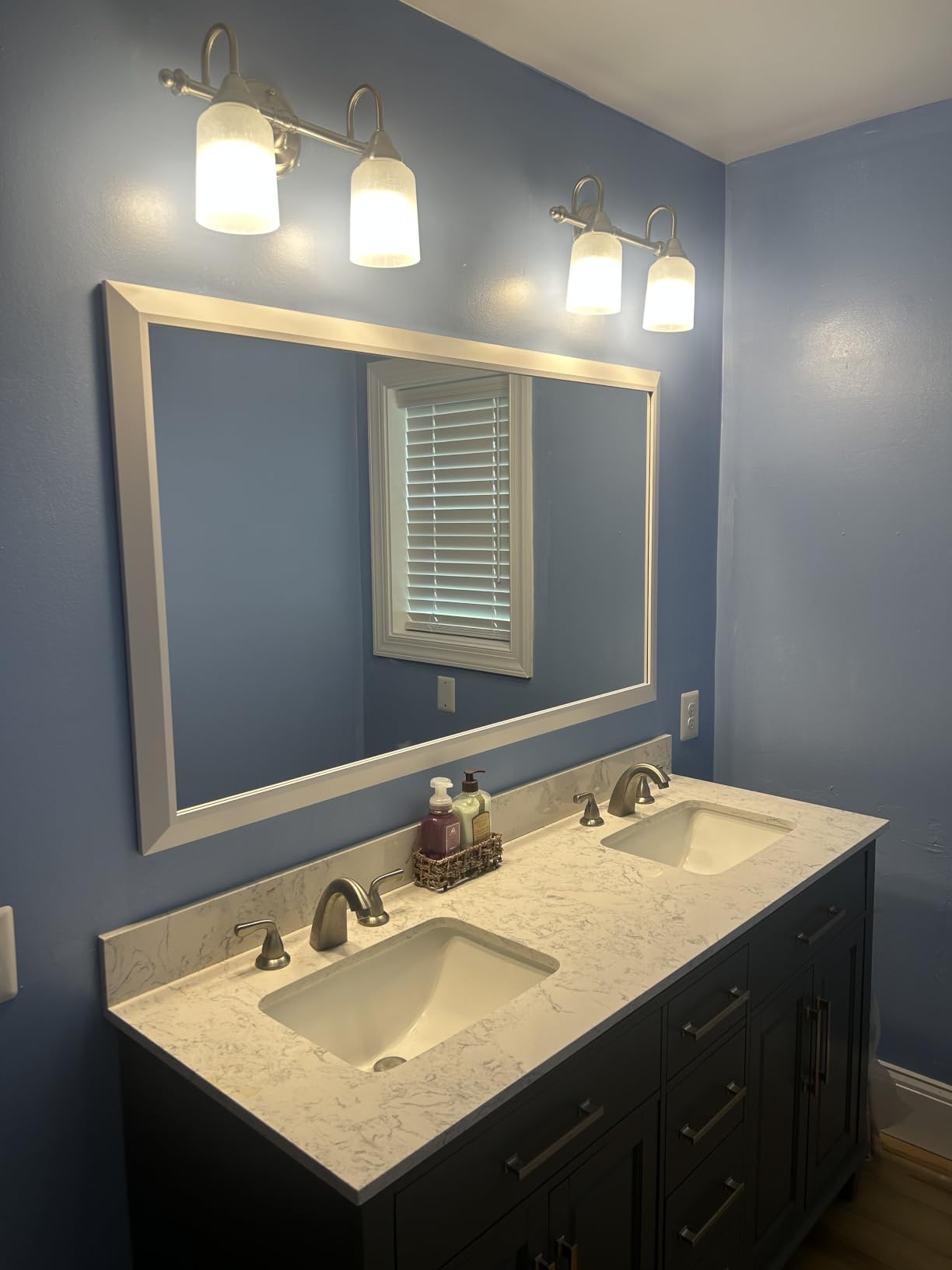 Bathroom Mirror for Wall, 48x30 Inch (White) | HD Reflection, Tempered Glass, Thick Metal Framed Rectangle Mirrors for Over Sink, Vanity, Bedroom, Living Room, Entryway customer photo 2