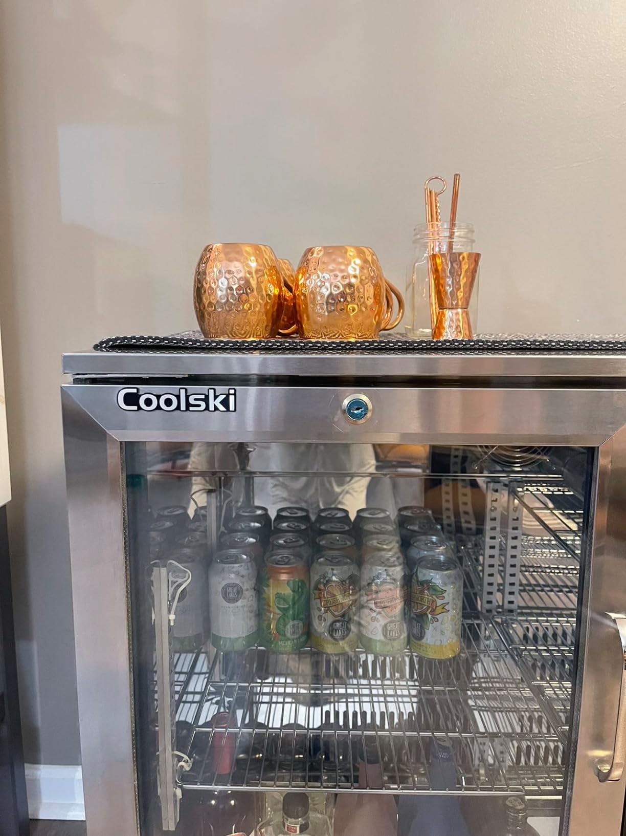 Coolski 36 Inch Back Bar Cooler, Under Counter Beverage Refrigerator with Glass Doors, Commercial Counter Height Display Fridge for Beer Soda, 7.4 Cu.Ft. Capacity/LED Lighting/ETL NSF Approved customer photo 1