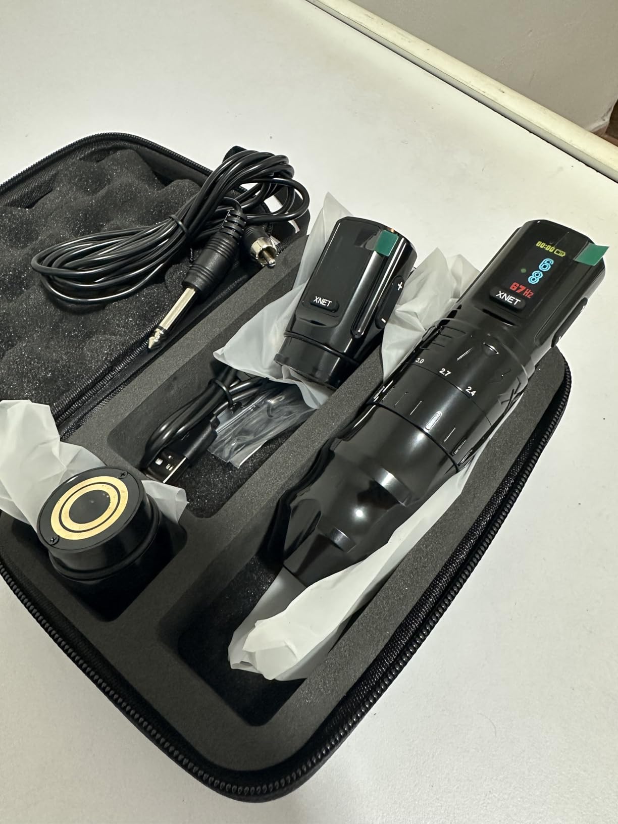 Xnet Bestia Adjustable Stroke Tattoo Machine Wireless Rotary Cartridge Tattoo Pen with Extra 2400mAh Battery Coreless Motor Color Display Tattoo Equipment Supply for Professional Tattoo Artists,Black customer photo 1