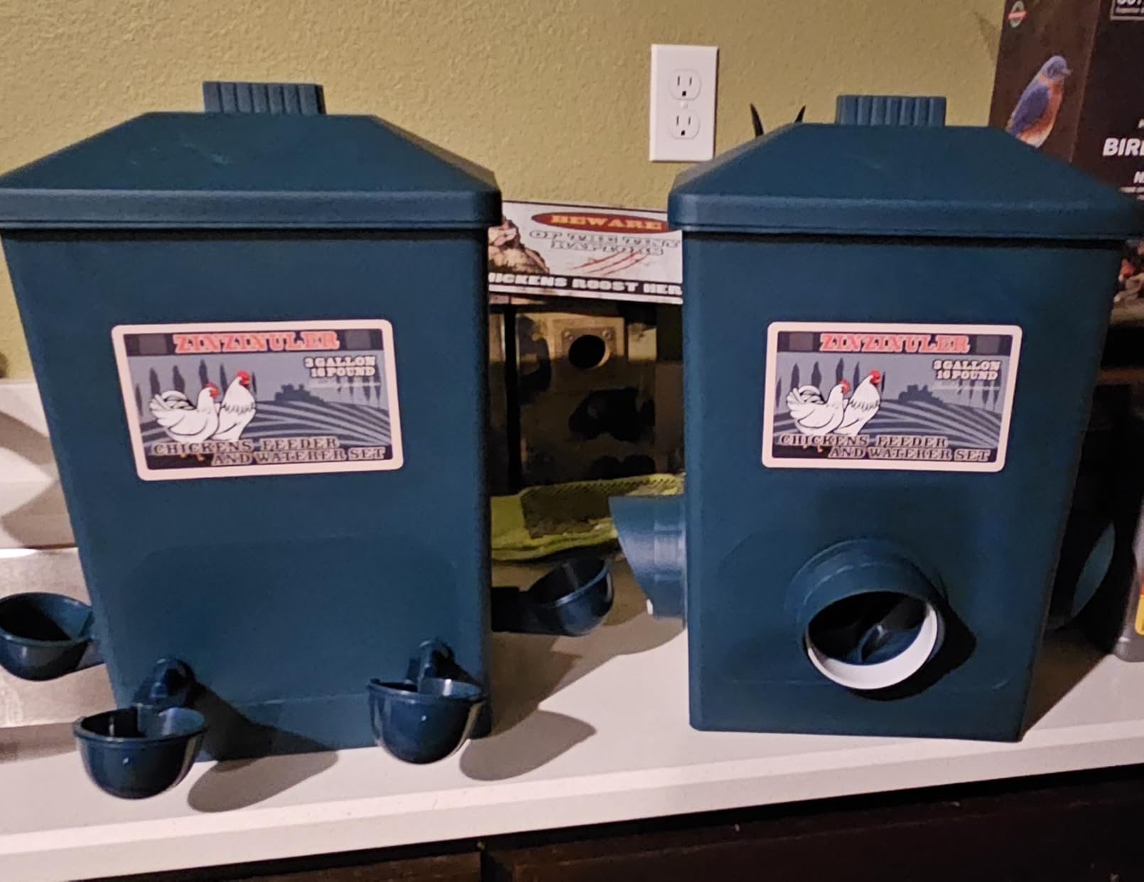 Automatic Port Chicken Feeder and Cup Waterer Set | Chicken Coop Accessories, No Waste Poultry Feeder, 3 Gallon/16 Pounds customer photo 2