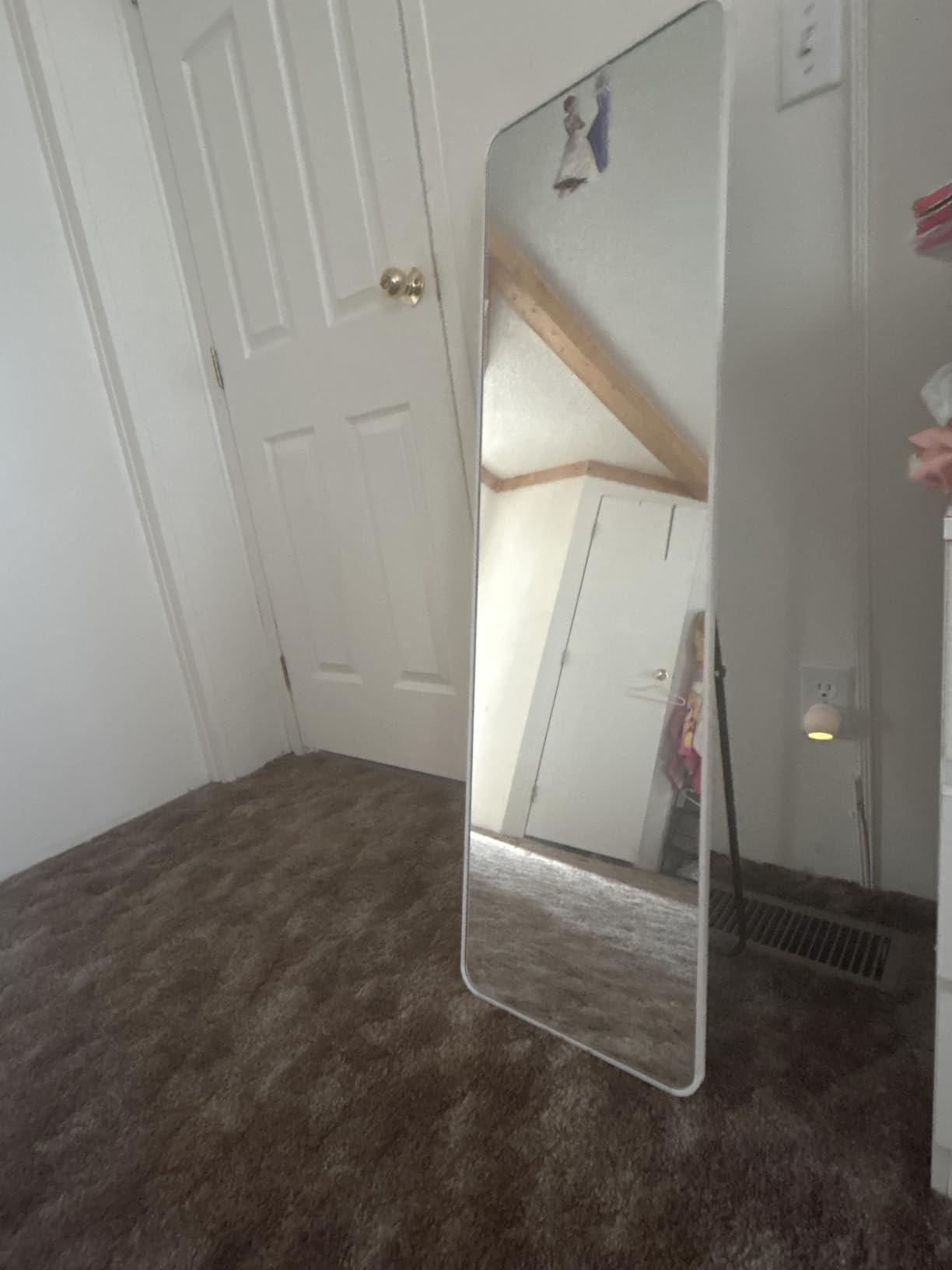 Antok Over The Door Mirror Full Length, 49'' x 14'' Wall Mounted Hanging Mirror, Aluminum Alloy Frame, Shatterproof Glass, No Drill Installation for Bedroom, Closet, Bathroom, Dorm, Round Corner, Black customer photo 1