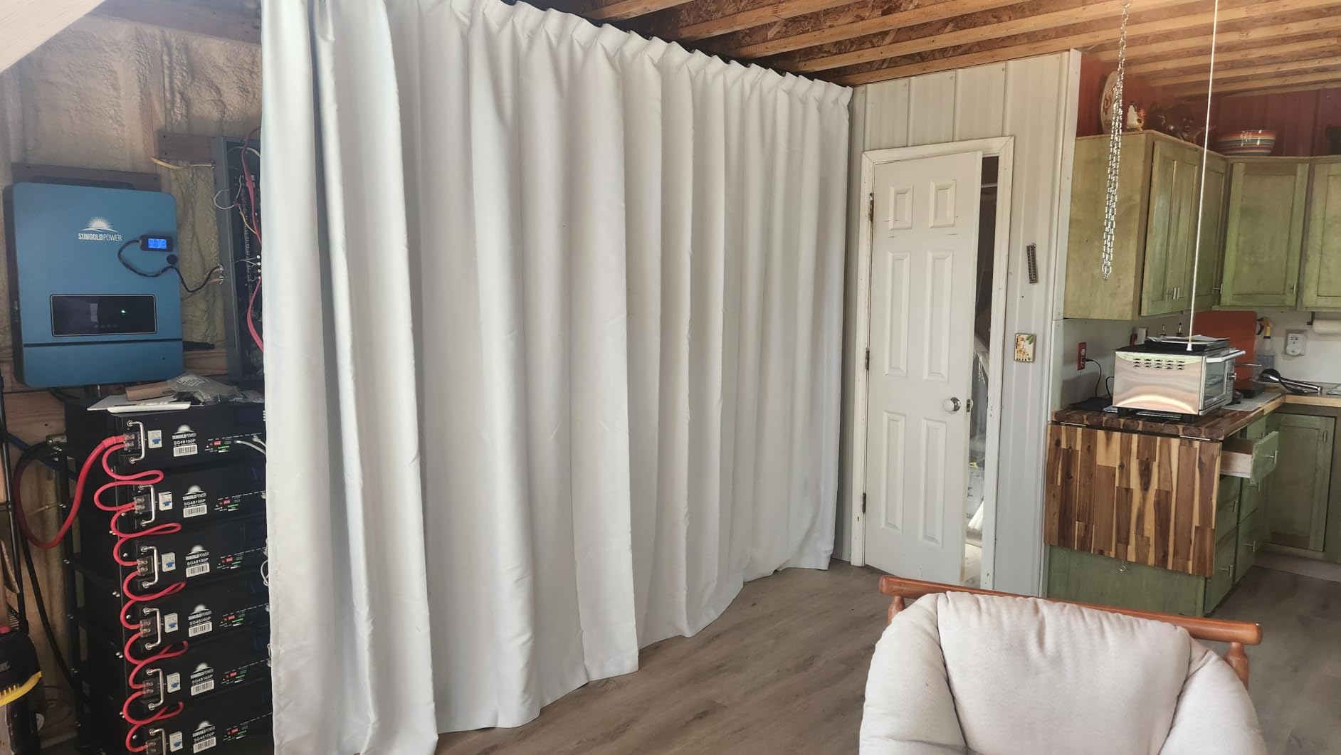 Room Divider Curtains Flexible Ceiling Tracks Set Curtain Track Ceiling Mount Blackout Curtain for Living Room Bedroom Ceiling Curtain Rod Privacy Dividers Panels W100 x H84 Black Drape & Black Rail customer photo 1