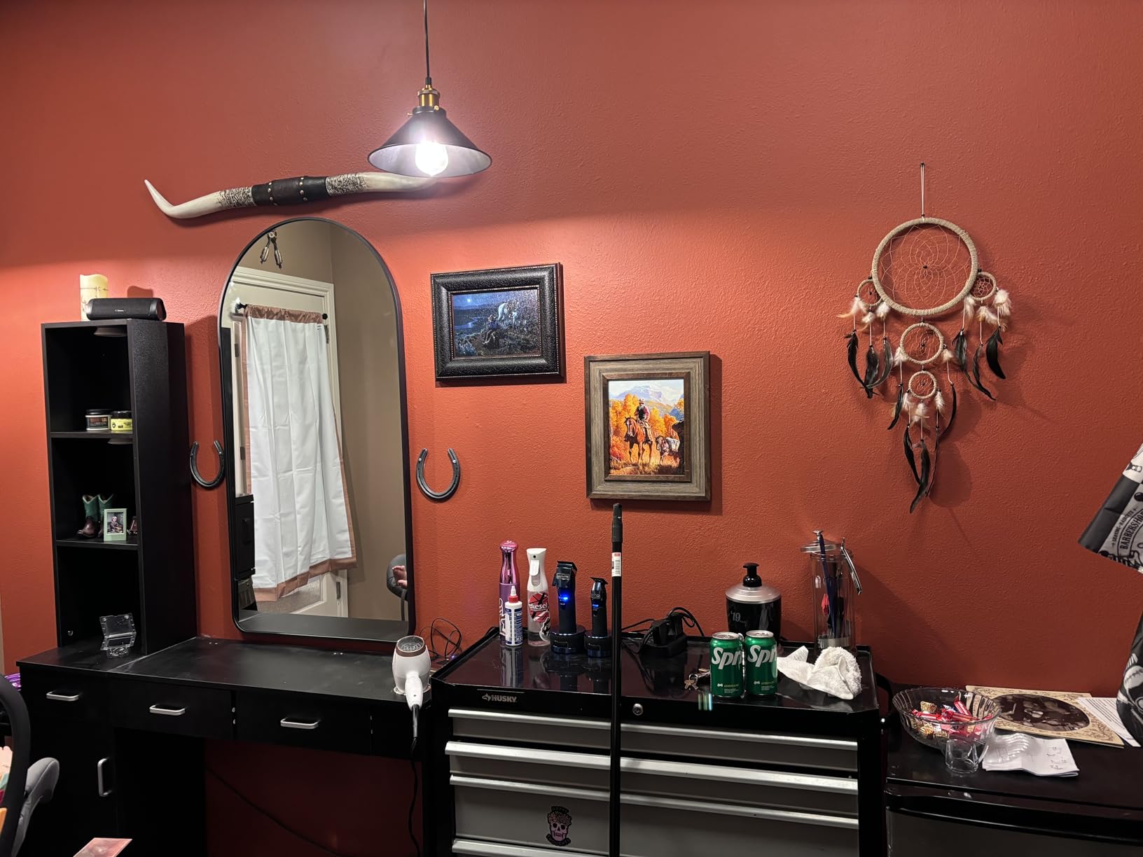 Barber Salon Work Station for Hair Stylist Home Beauty Salon Equipment Barber Supplies Organizer Cabinet Barbershop Furniture, Black customer photo 2